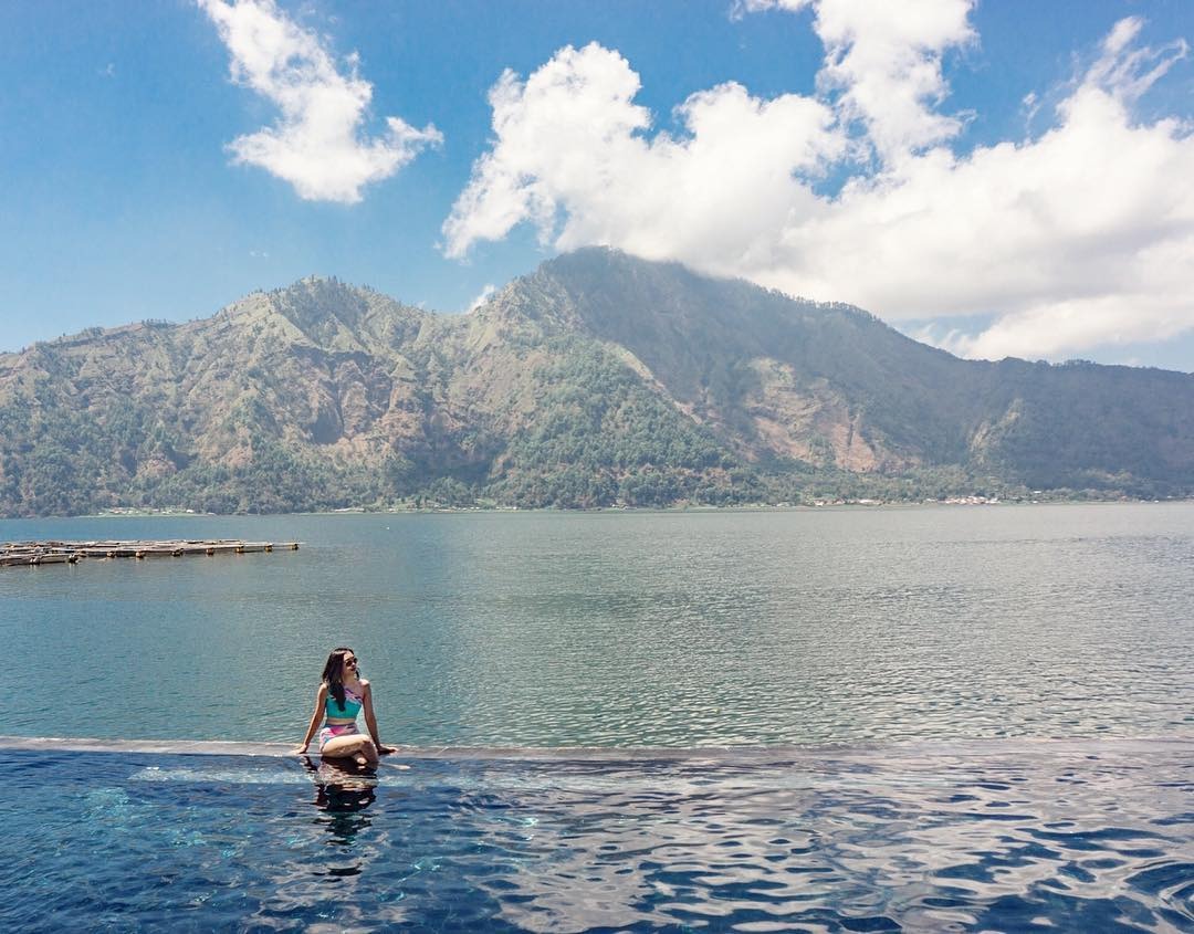 Toya Devasya Hot Spring overlooking Lake Batur and Mount Batur Bali